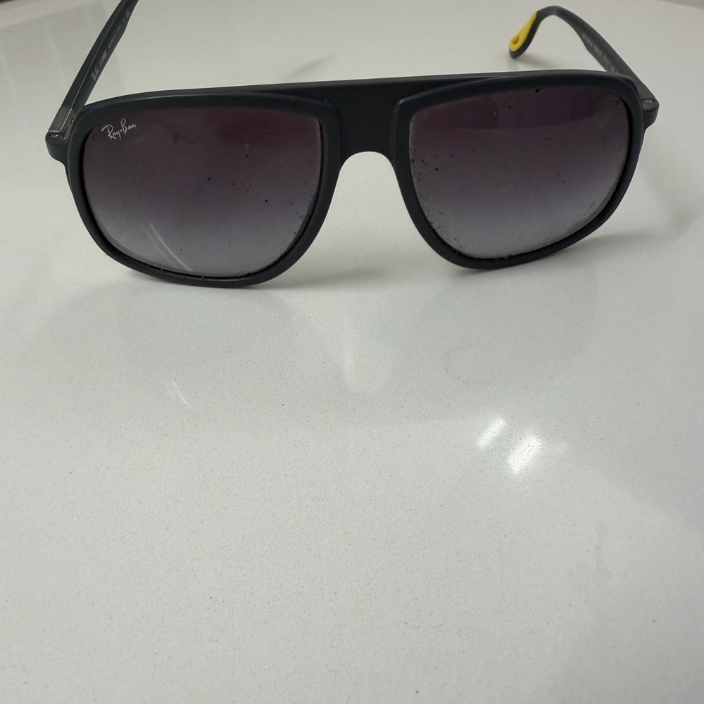 Ray-Ban x Ferrari Black Sunglasses Yellow Temple Tips Unisex - Picture 7 of 13